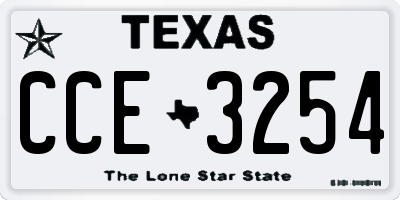 TX license plate CCE3254