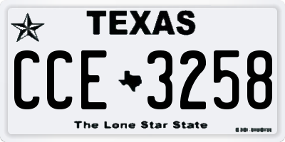 TX license plate CCE3258