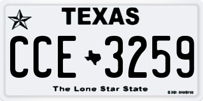 TX license plate CCE3259