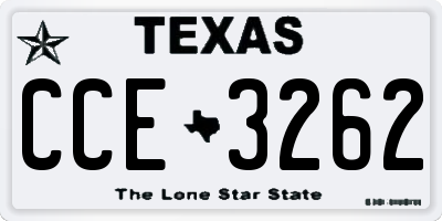 TX license plate CCE3262
