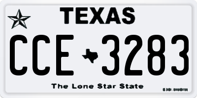 TX license plate CCE3283