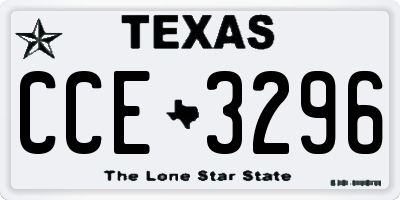 TX license plate CCE3296