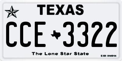 TX license plate CCE3322