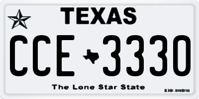 TX license plate CCE3330