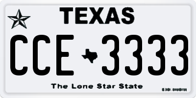 TX license plate CCE3333
