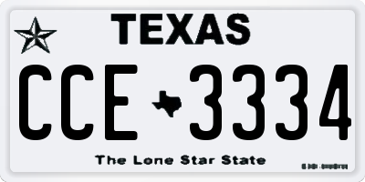 TX license plate CCE3334