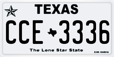 TX license plate CCE3336
