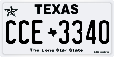 TX license plate CCE3340