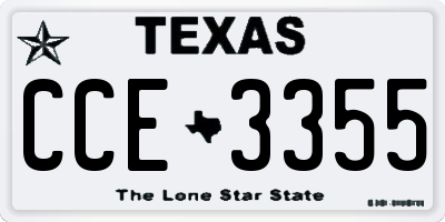 TX license plate CCE3355