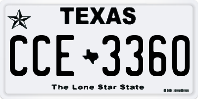 TX license plate CCE3360