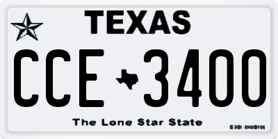 TX license plate CCE3400