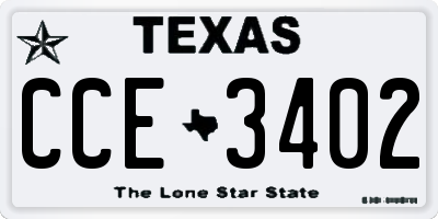 TX license plate CCE3402