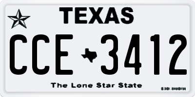TX license plate CCE3412