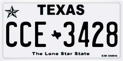 TX license plate CCE3428