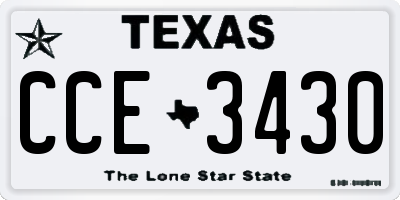 TX license plate CCE3430
