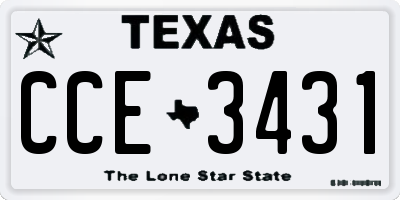 TX license plate CCE3431