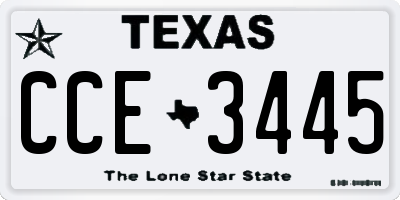 TX license plate CCE3445