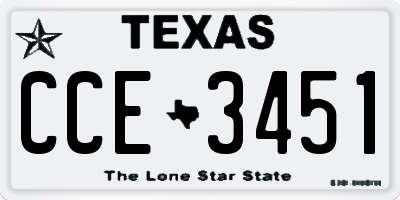 TX license plate CCE3451