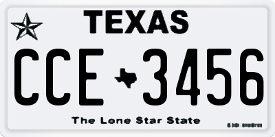 TX license plate CCE3456