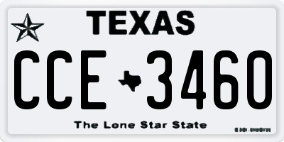 TX license plate CCE3460