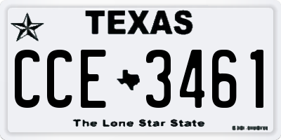 TX license plate CCE3461