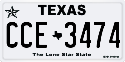 TX license plate CCE3474