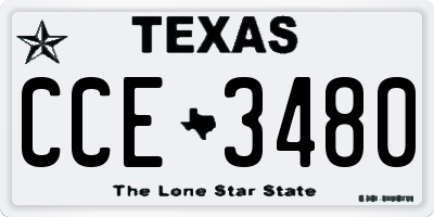 TX license plate CCE3480