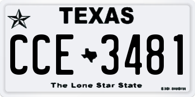 TX license plate CCE3481