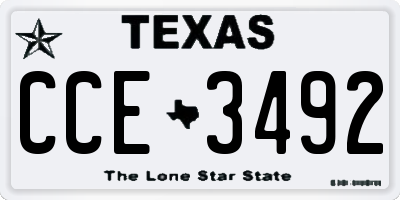 TX license plate CCE3492