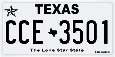 TX license plate CCE3501
