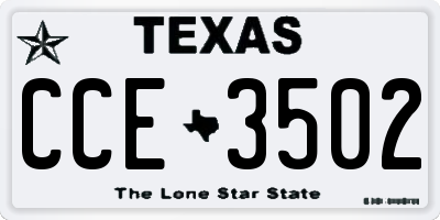 TX license plate CCE3502