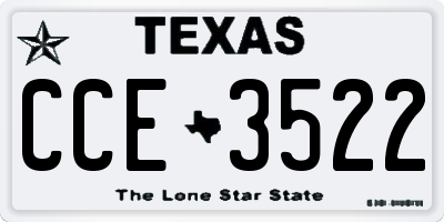 TX license plate CCE3522