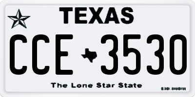 TX license plate CCE3530