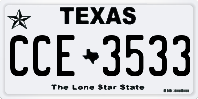 TX license plate CCE3533