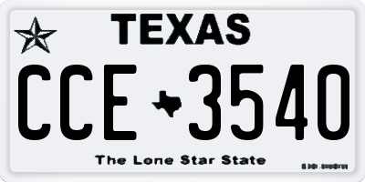TX license plate CCE3540