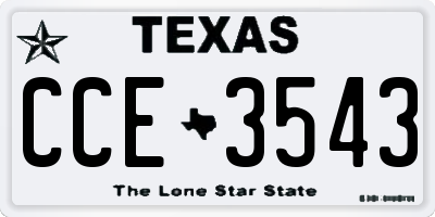 TX license plate CCE3543