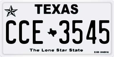 TX license plate CCE3545