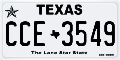 TX license plate CCE3549