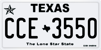 TX license plate CCE3550
