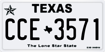 TX license plate CCE3571