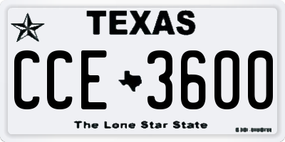 TX license plate CCE3600