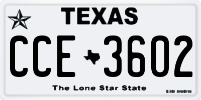 TX license plate CCE3602