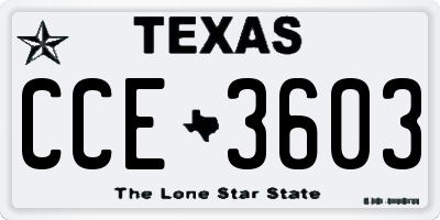 TX license plate CCE3603