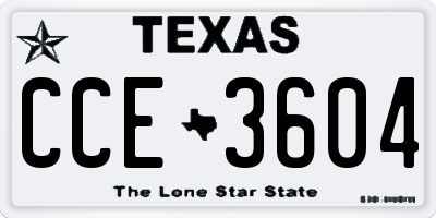 TX license plate CCE3604