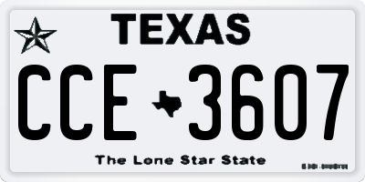 TX license plate CCE3607