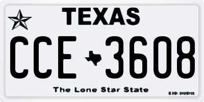 TX license plate CCE3608