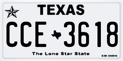TX license plate CCE3618