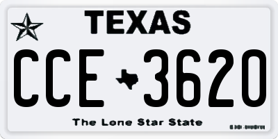 TX license plate CCE3620