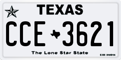 TX license plate CCE3621