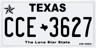 TX license plate CCE3627